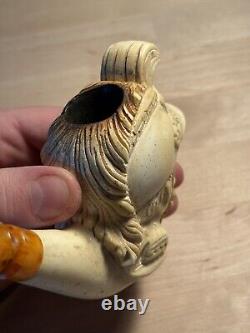 Genuine Block Meerschaum Levent Bent Billiard MASSIVE Conquistador With Case