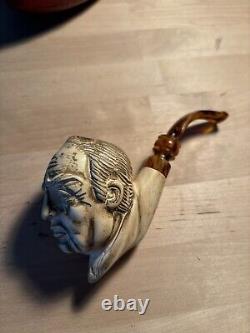 Genuine Block Meerschaum Levent Bent Billiard Vito Corleone With Case