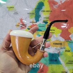 Genuine Natural African GOURD Calabash Block Meerschaum Pipe handmade CPW #4997