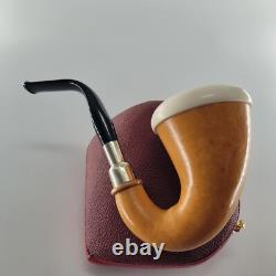 Genuine Natural African GOURD Calabash Block Meerschaum Pipe handmade CPW #4997