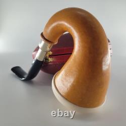 Genuine Natural African GOURD Calabash Block Meerschaum Pipe handmade CPW #4997