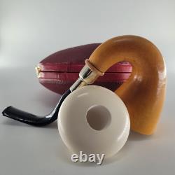 Genuine Natural African GOURD Calabash Block Meerschaum Pipe handmade CPW #4997