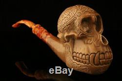 Giant Monkey Skull Hand Carved Block Meerschaum Pipe in CASE 10345
