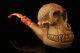Giant Monkey Skull Hand Carved Block Meerschaum Pipe In Case 10345