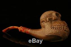Giant Monkey Skull Hand Carved Block Meerschaum Pipe in CASE 10345