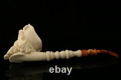 Giant Pirate Hand Carved Block Meerschaum Pipe with fitted custom case 11185