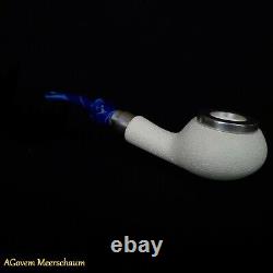 Gogo Block Meerschaum Pipe, 925 Silver, Smoking Pipe, Tobacco Pipa CASE AG76