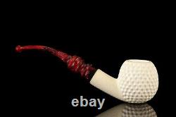 Golfball Pipe By H EGE BLOCK MEERSCHAUM-NEW-HAND CARVED W Case#924