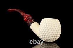 Golfball Pipe By H EGE BLOCK MEERSCHAUM-NEW-HAND CARVED W Case#924