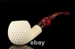 Golfball Pipe By H EGE BLOCK MEERSCHAUM-NEW-HAND CARVED W Case#924