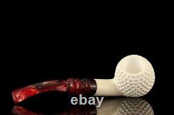 Golfball Pipe By H EGE BLOCK MEERSCHAUM-NEW-HAND CARVED W Case#924