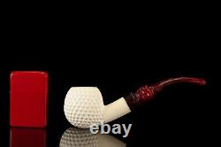 Golfball Pipe By H EGE BLOCK MEERSCHAUM-NEW-HAND CARVED W Case#924