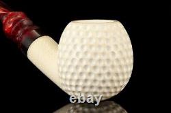 Golfball Pipe By H EGE BLOCK MEERSCHAUM-NEW-HAND CARVED W Case#924