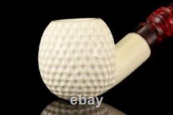 Golfball Pipe By H EGE BLOCK MEERSCHAUM-NEW-HAND CARVED W Case#924