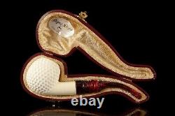 Golfball Pipe By H EGE BLOCK MEERSCHAUM-NEW-HAND CARVED W Case#924