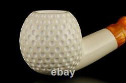 Golfball Pipe W Tamper By H EGE BLOCK MEERSCHAUM-NEW-HAND CARVED W Case#1089