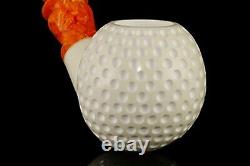 Golfball Pipe W Tamper By H EGE BLOCK MEERSCHAUM-NEW-HAND CARVED W Case#1295