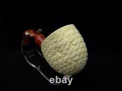 Good Size Lattice Pocket Pipe Turkish Block Meerschaum Pipe by Gift Case 4319