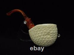 Good Size Lattice Pocket Pipe Turkish Block Meerschaum Pipe by Gift Case 4319