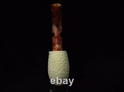 Good Size Lattice Pocket Pipe Turkish Block Meerschaum Pipe by Gift Case 4319