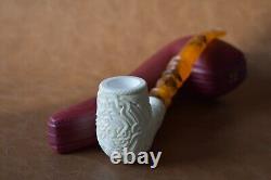 H ege Ornate Billiard Pipe New-block Meerschaum Handmade W Case#970