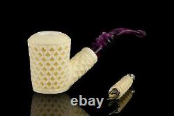 H ege Ornate Ornate Cherywood Pipe New-block Meerschaum Handmade W Case#687