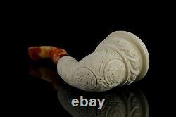 H ege Ornate Topkapi Calabash Pipe New-block Meerschaum Handmade W Case#1489