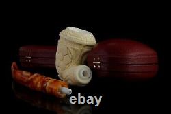 H ege Ornate Topkapi Calabash Pipe New-block Meerschaum Handmade W Case#1507
