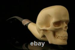 Halloween Skull Block Meerschaum Pipe by Kenan with CASE 11616