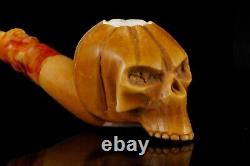 Halloween Skull Pipe By ALI New-block Meerschaum Handmade With Case#273
