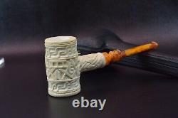 Hammer Pipe W Masonic Emblems By EGE BLOCK MEERSCHAUM-NEW-HANDCARVED W Case#187