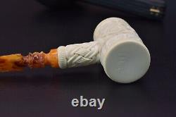 Hammer Pipe W Masonic Emblems By EGE BLOCK MEERSCHAUM-NEW-HANDCARVED W Case#187