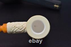 Hammer Pipe W Masonic Emblems By EGE BLOCK MEERSCHAUM-NEW-HANDCARVED W Case#187