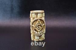 Hammer Pipe W Masonic Emblems By EGE BLOCK MEERSCHAUM-NEW-HANDCARVED W Case#94