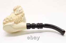 Hand Carved Block Meerschaum Tobacco Pipe Fitted Case Bearded Man #3