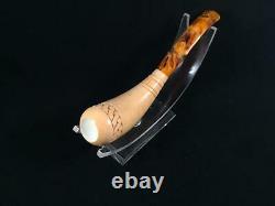 Hand Carved Horn Meerschaum Pipe, Hand-Carved Block Meerschaum, Horn Pipe