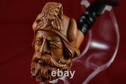 Hand Carved Viking with Eagle Figure, Unsmoked Pipe, Block Meerschaum