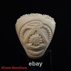 Handcarved Masonic Freemasonry Block Meerschaum Smoking Tobacco Pipe AGM-1755