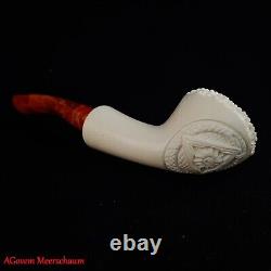 Handcarved Masonic Freemasonry Block Meerschaum Smoking Tobacco Pipe AGM-1755