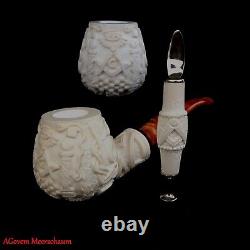 Handcarved Masonic Freemasonry Block Meerschaum Smoking Tobacco Pipe AGM-1780