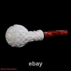 Handcarved Masonic Freemasonry Block Meerschaum Smoking Tobacco Pipe AGM-1780