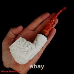 Handcarved Masonic Freemasonry Block Meerschaum Smoking Tobacco Pipe AGM-1780