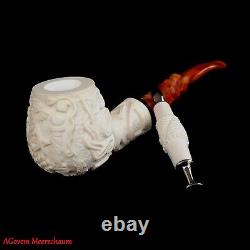 Handcarved Masonic Freemasonry Block Meerschaum Smoking Tobacco Pipe AGM-1780