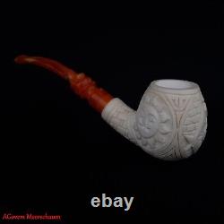 Handcarved Masonic Freemasonry Block Meerschaum Smoking Tobacco Pipe AGM-1831