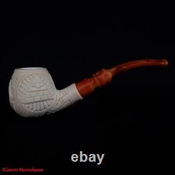Handcarved Masonic Freemasonry Block Meerschaum Smoking Tobacco Pipe AGM-1831