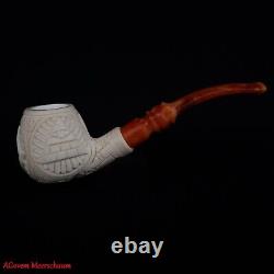Handcarved Masonic Freemasonry Block Meerschaum Smoking Tobacco Pipe AGM-1831