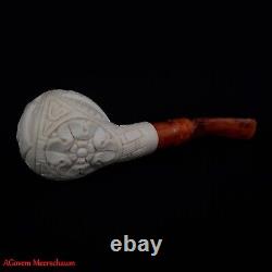 Handcarved Masonic Freemasonry Block Meerschaum Smoking Tobacco Pipe AGM-1831