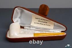 Handmade Block Meerschaum Billiard True Amber Stem