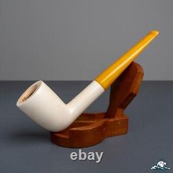 Handmade Block Meerschaum Billiard True Amber Stem