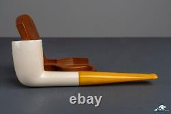 Handmade Block Meerschaum Billiard True Amber Stem